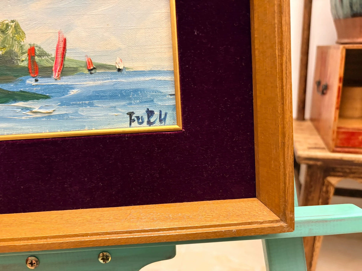 Lake Biwa Sailboats – Framed Painting