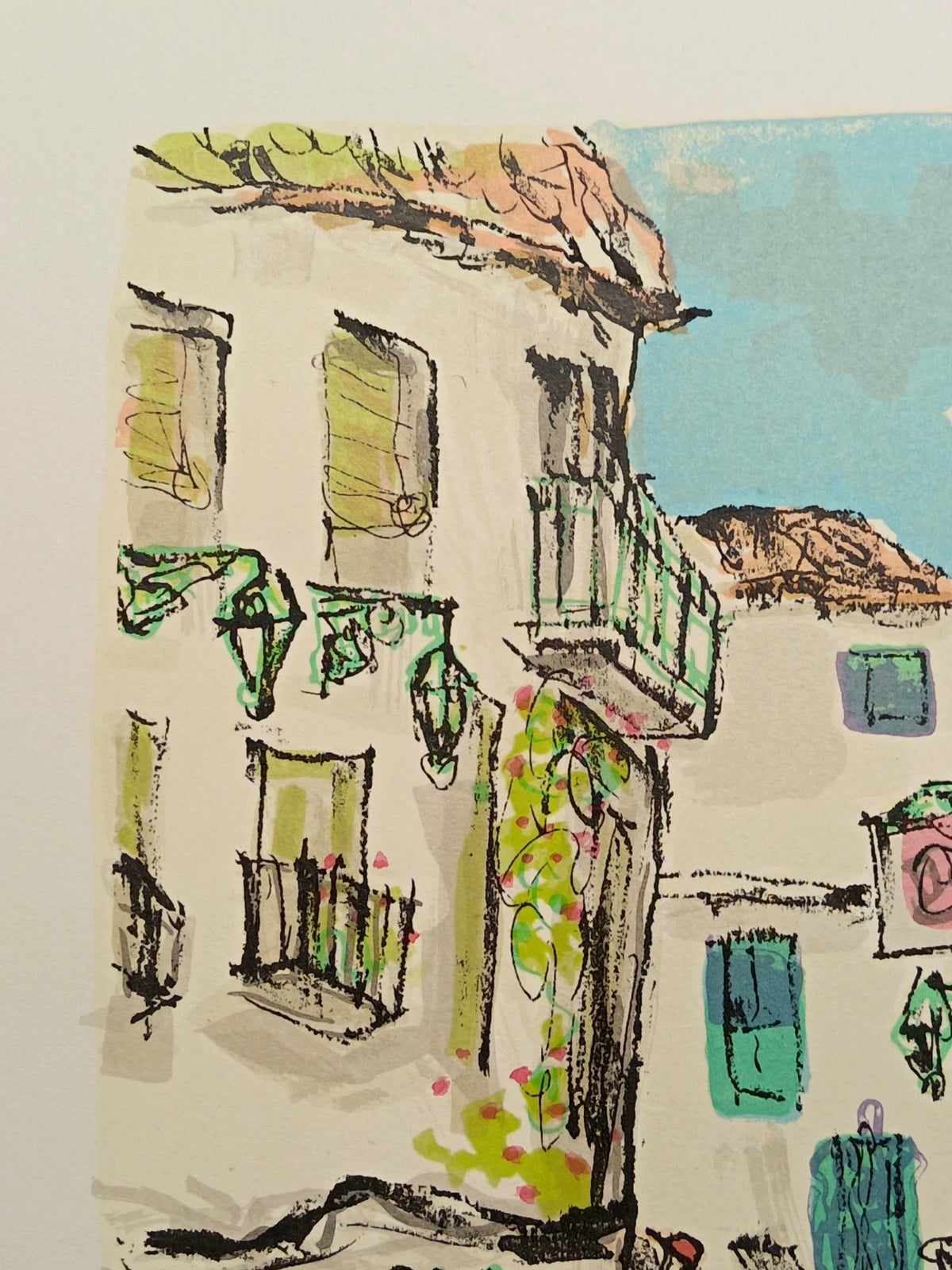 K. Nishikawa – Mediterranean Village – Signed Artist Proof Framed Print – detail 6