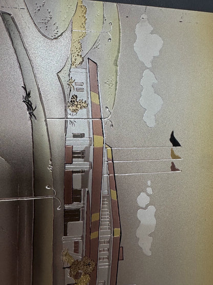 Architectural Street Scene – Japanese Metal Art Panel – detail 2