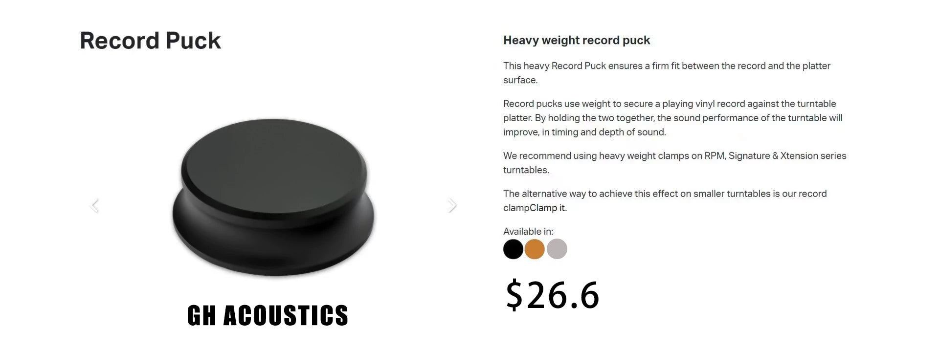 GH Acoustics 280g Aluminium Record Stabilizer — photo 2