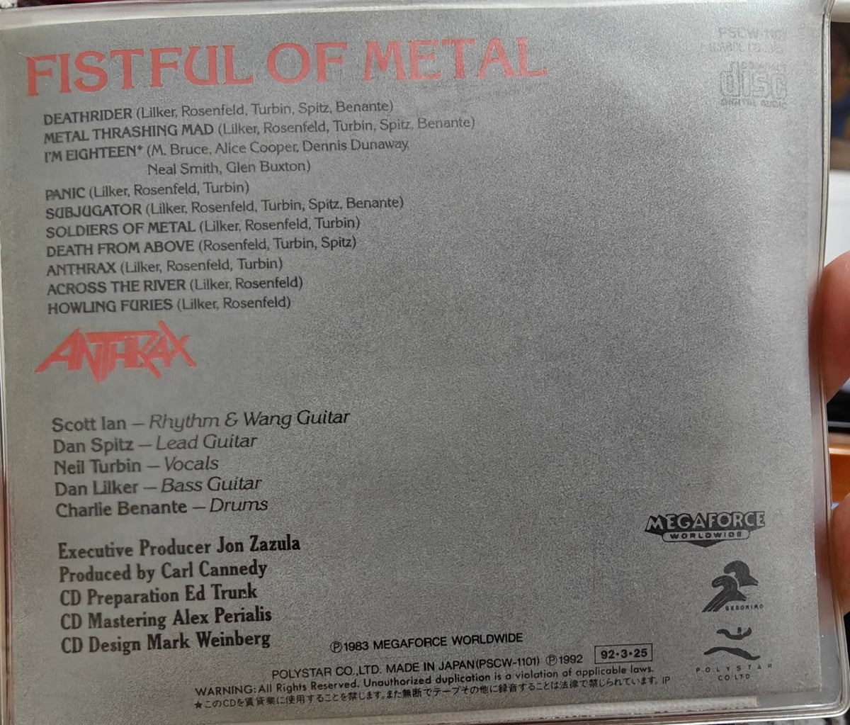 Anthrax – Fistful of Metal – Japanese CD with OBI – actual item photograph 2