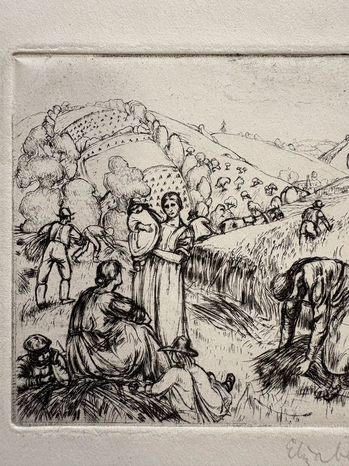 Harvest Workers – Signed Etching on Paper – actual item photograph 2