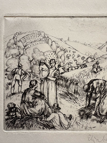 Harvest Workers – Signed Etching on Paper – actual item photograph 2
