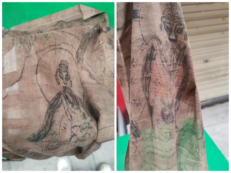 Antique Taoist Immortal Figure Cloth Painting — detail 9