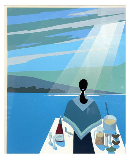 Hirano – Lakeside Terrace – Signed Framed Screenprint 195/300 – detail 6