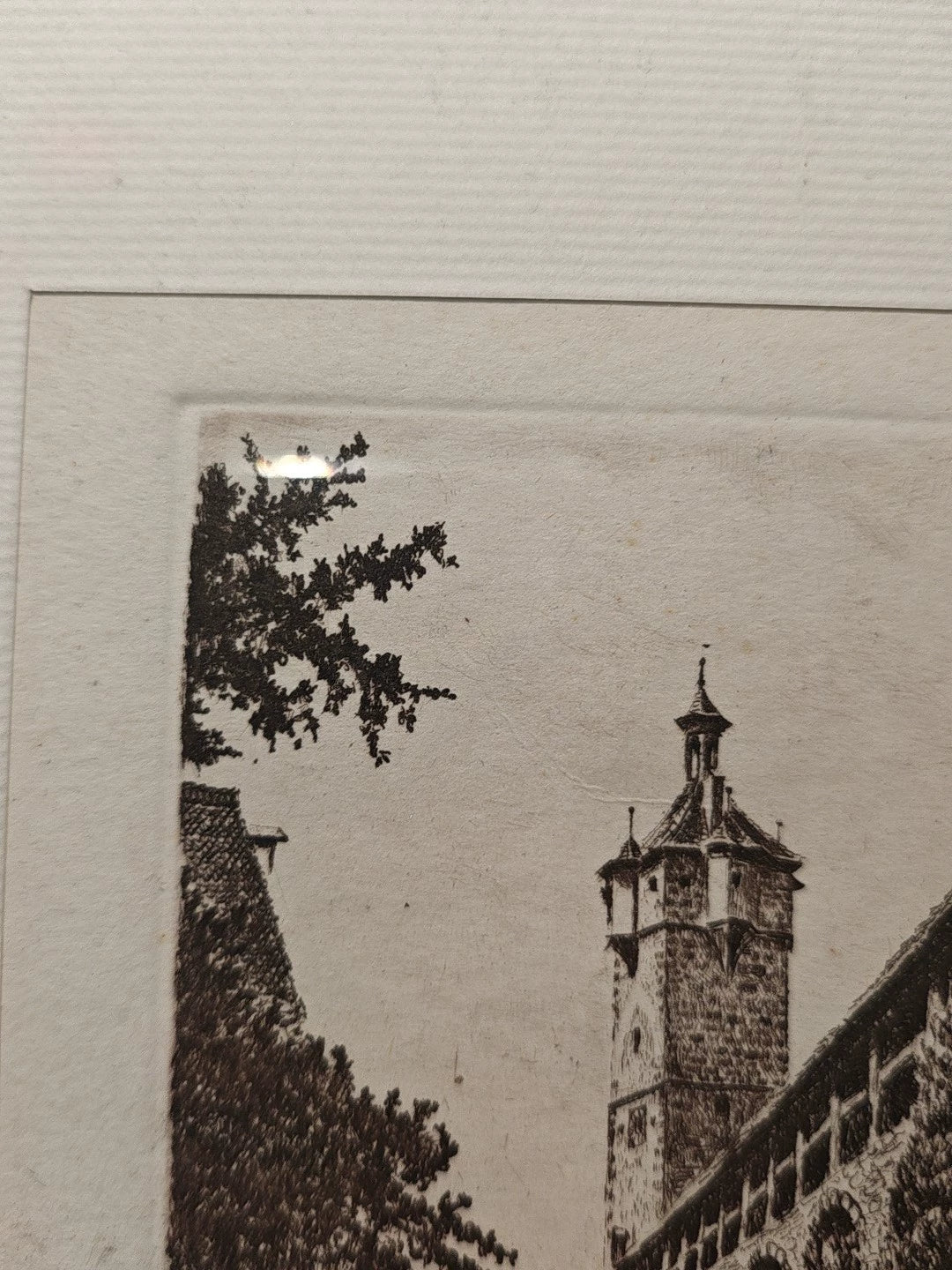 Rothenburg Klingentor – Framed German Town Etching – actual item photograph 4