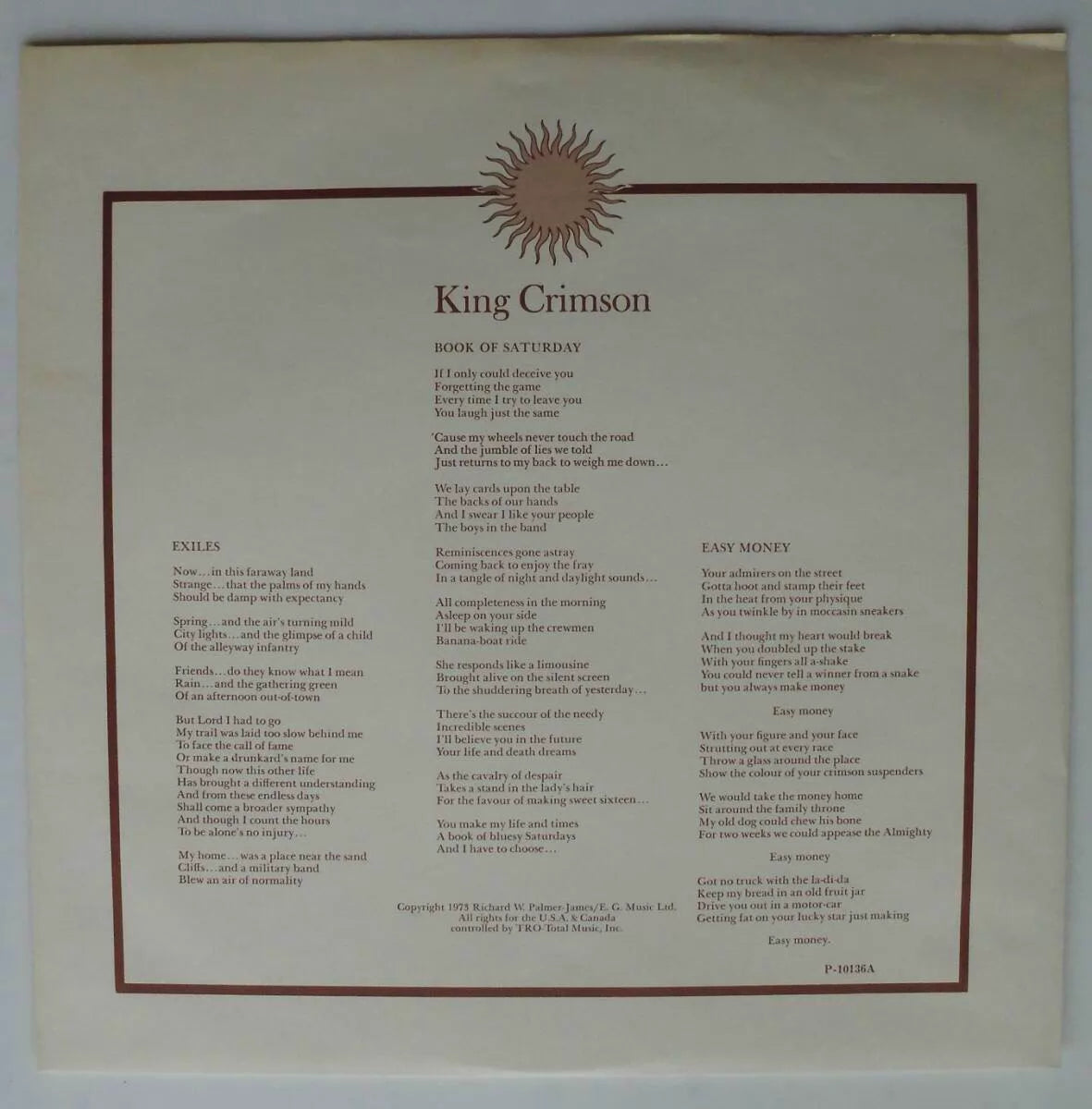 King Crimson – Larks’ Tongues in Aspic – Japanese Vinyl LP with Obi – detail 3