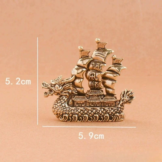 Miniature Brass Dragon-Head Sailing Boat 1