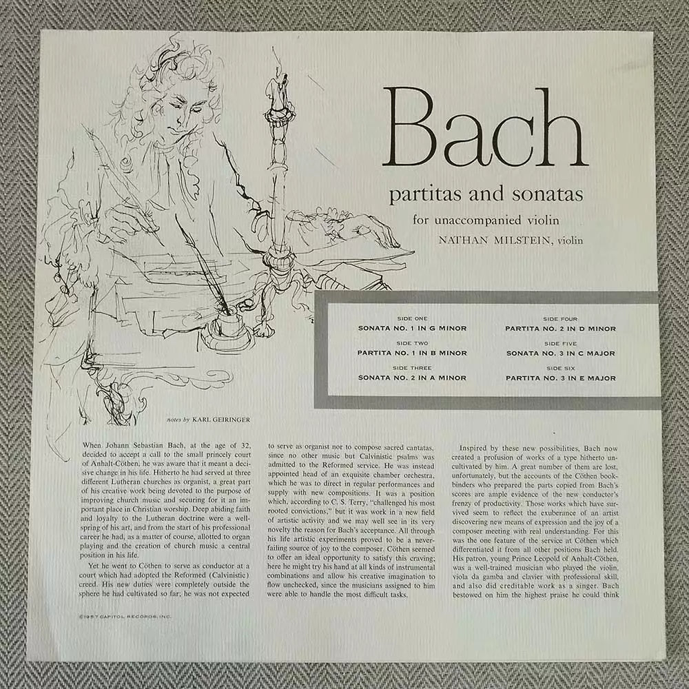 Nathan Milstein – Bach: Sonatas and Partitas for Solo Violin, Capitol US 3LP Box – photo 5