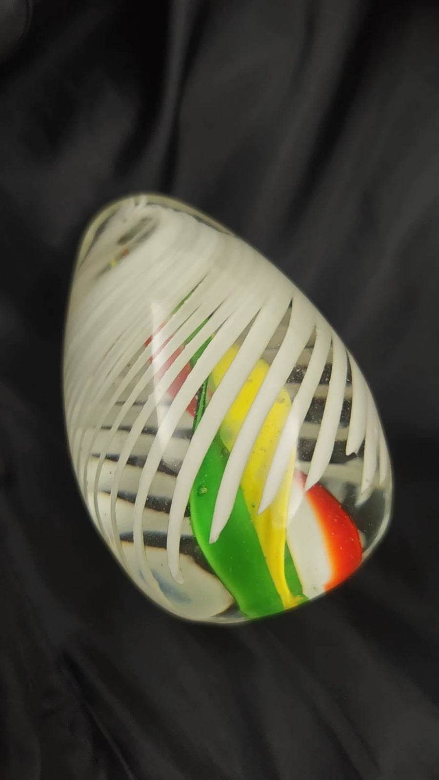 Rainbow Striped Glass Egg Paperweight