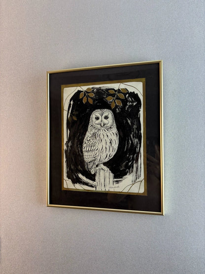 Owl Among Branches – Japanese Framed Print – actual item photograph 3