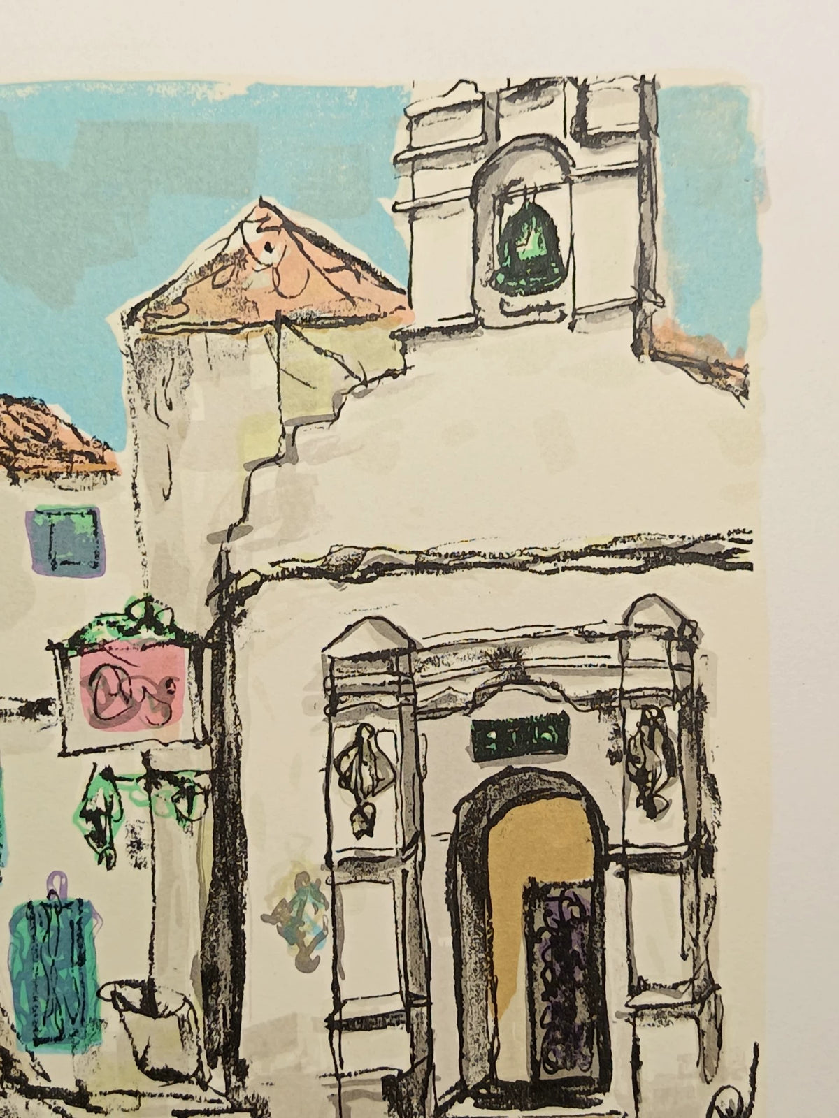 K. Nishikawa – Mediterranean Village – Signed Artist Proof Framed Print – detail 7