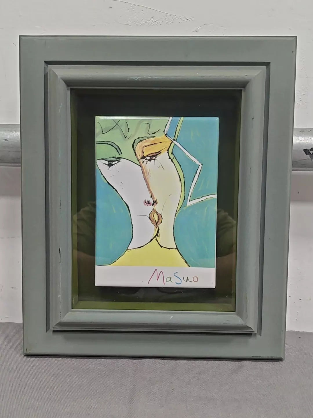 Masuo Ikeda – Abstract Faces – Framed Ceramic Art Plaque