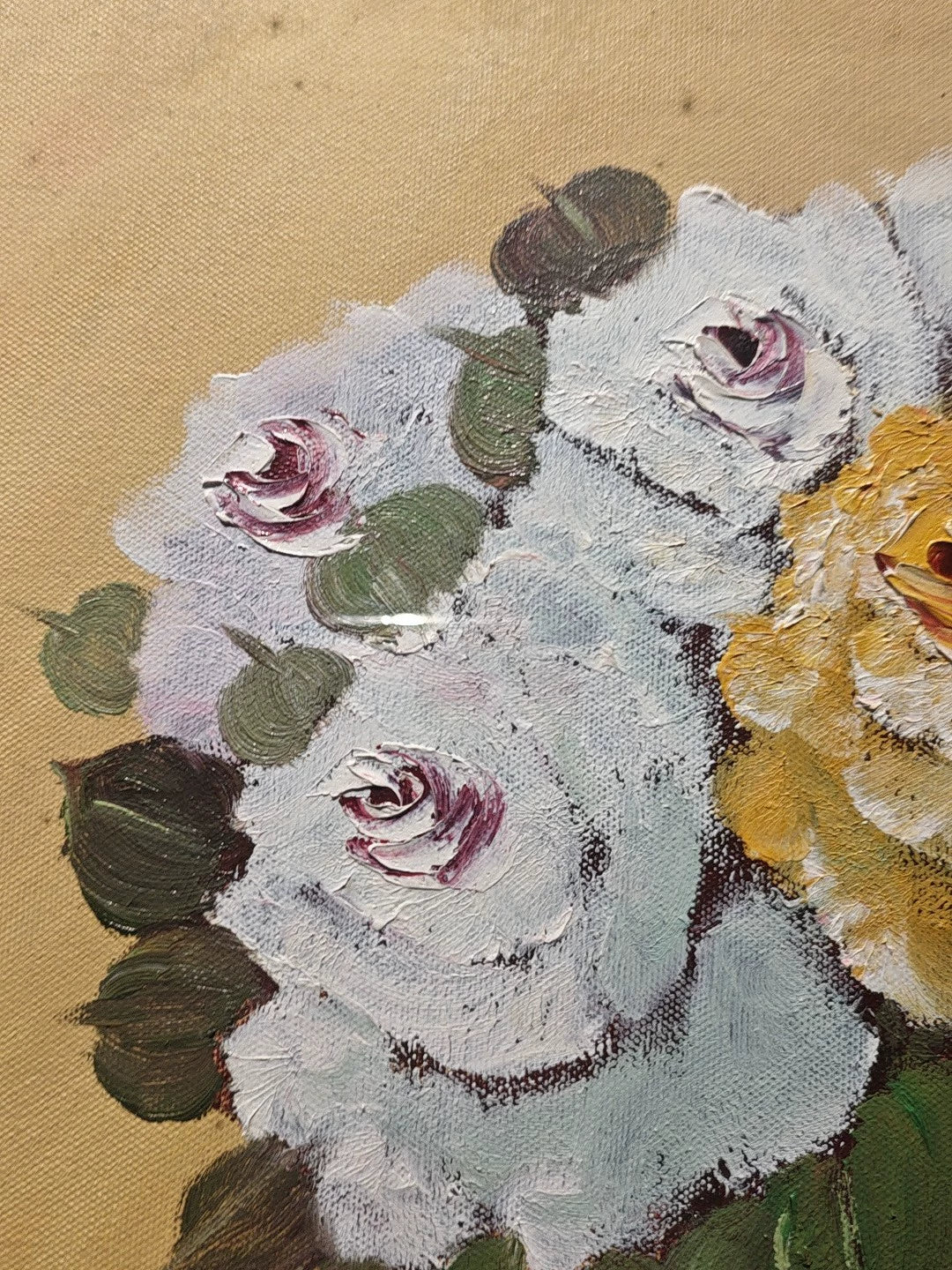 Flowers in a Blue Vase – Large Framed Oil Painting