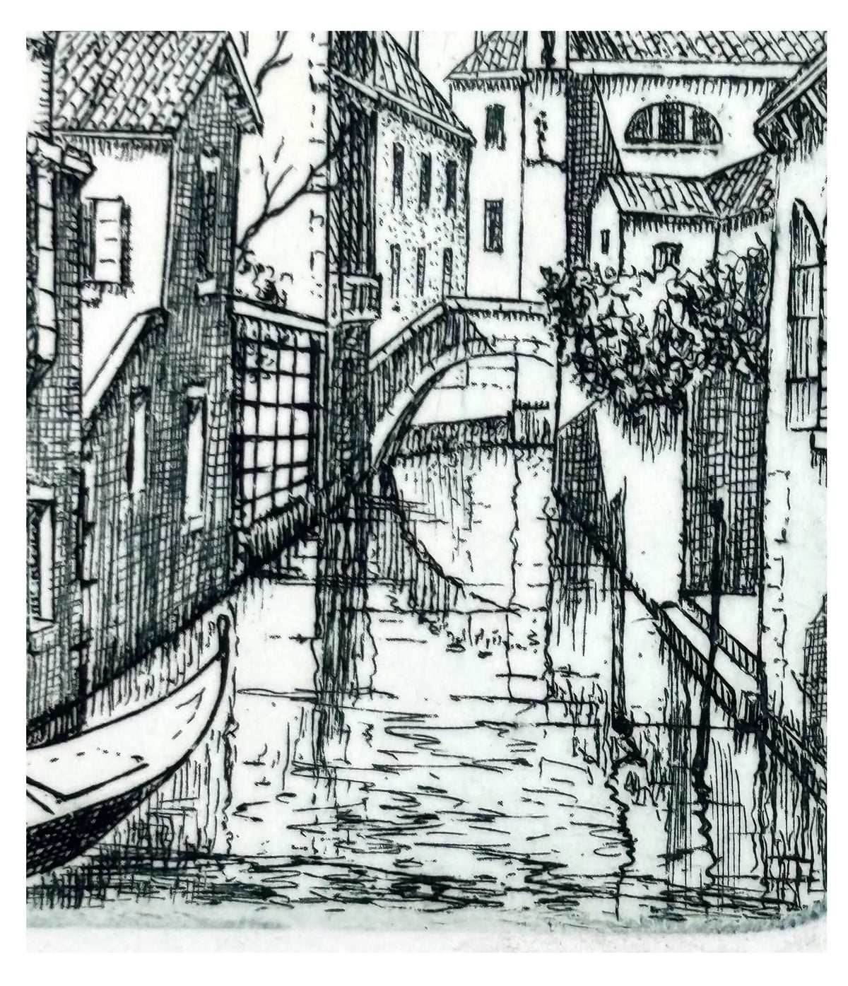 Venice Canal – Miniature Framed Etching – actual item photograph 5