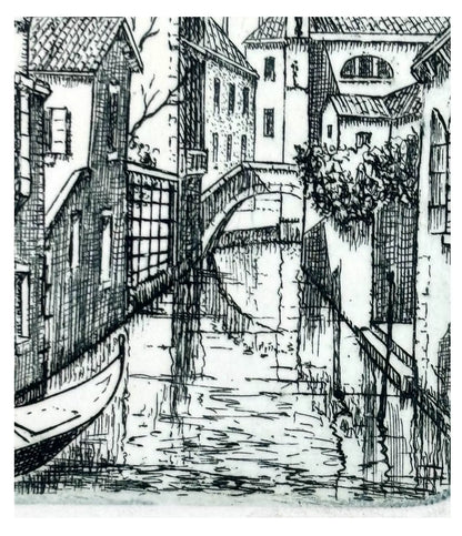 Venice Canal – Miniature Framed Etching – actual item photograph 5