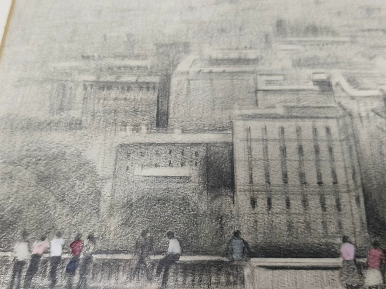 村田鹿治 – Paris Landscape Drawing – Framed