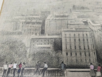 村田鹿治 – Paris Landscape Drawing – Framed