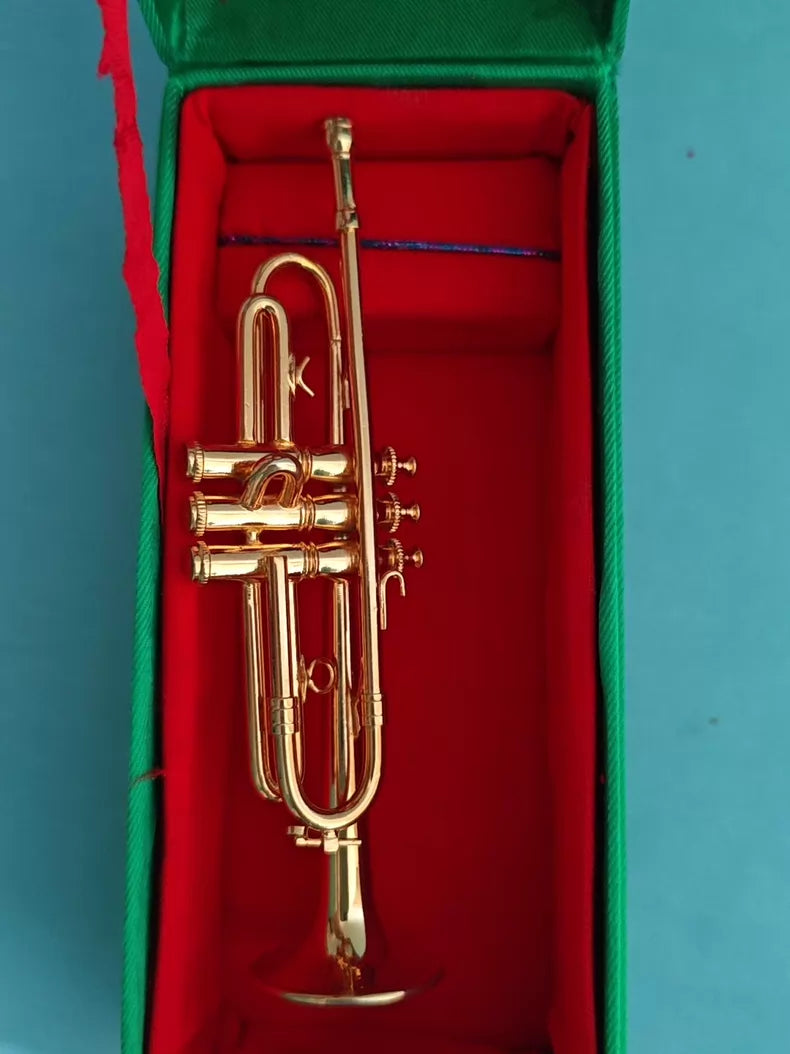 Miniature Metal Trumpet — 12cm Decorative Model