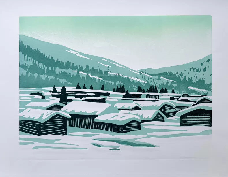 Snowfield Landscape – Four-Colour Relief Print