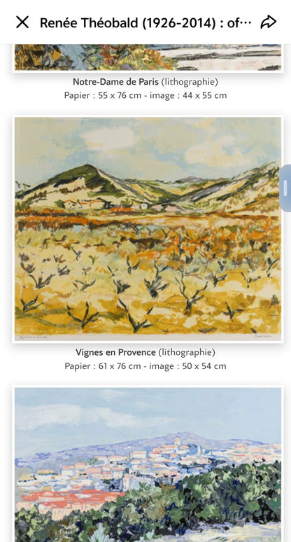 Renée Théobald – Vignes en Provence Signed Lithograph 92/150 — original seller image 2