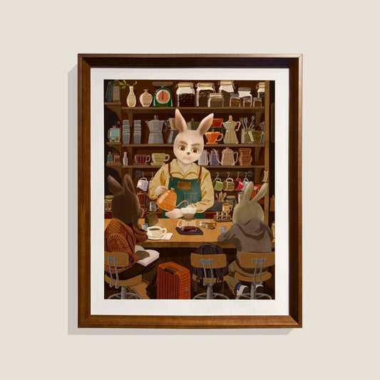 LINLI 兔兔咖啡店 / Rabbit Café — Framed Giclée