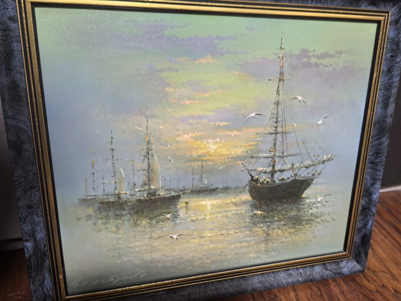 Signed Russian Landscape Oil Painting – Framed