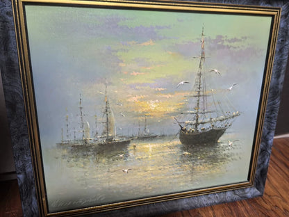 Signed Russian Landscape Oil Painting – Framed