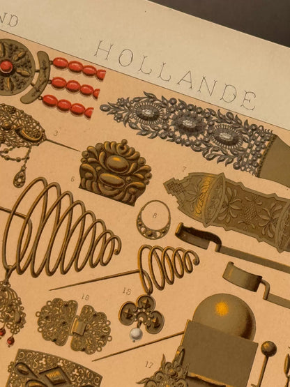 Auguste Racinet – Holland, Costume and Jewellery Colour Print – actual item photograph 2