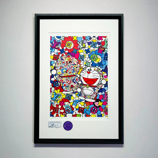 S5h – Doraemon, Flowers & Monogram – Signed Framed Pop Art Print