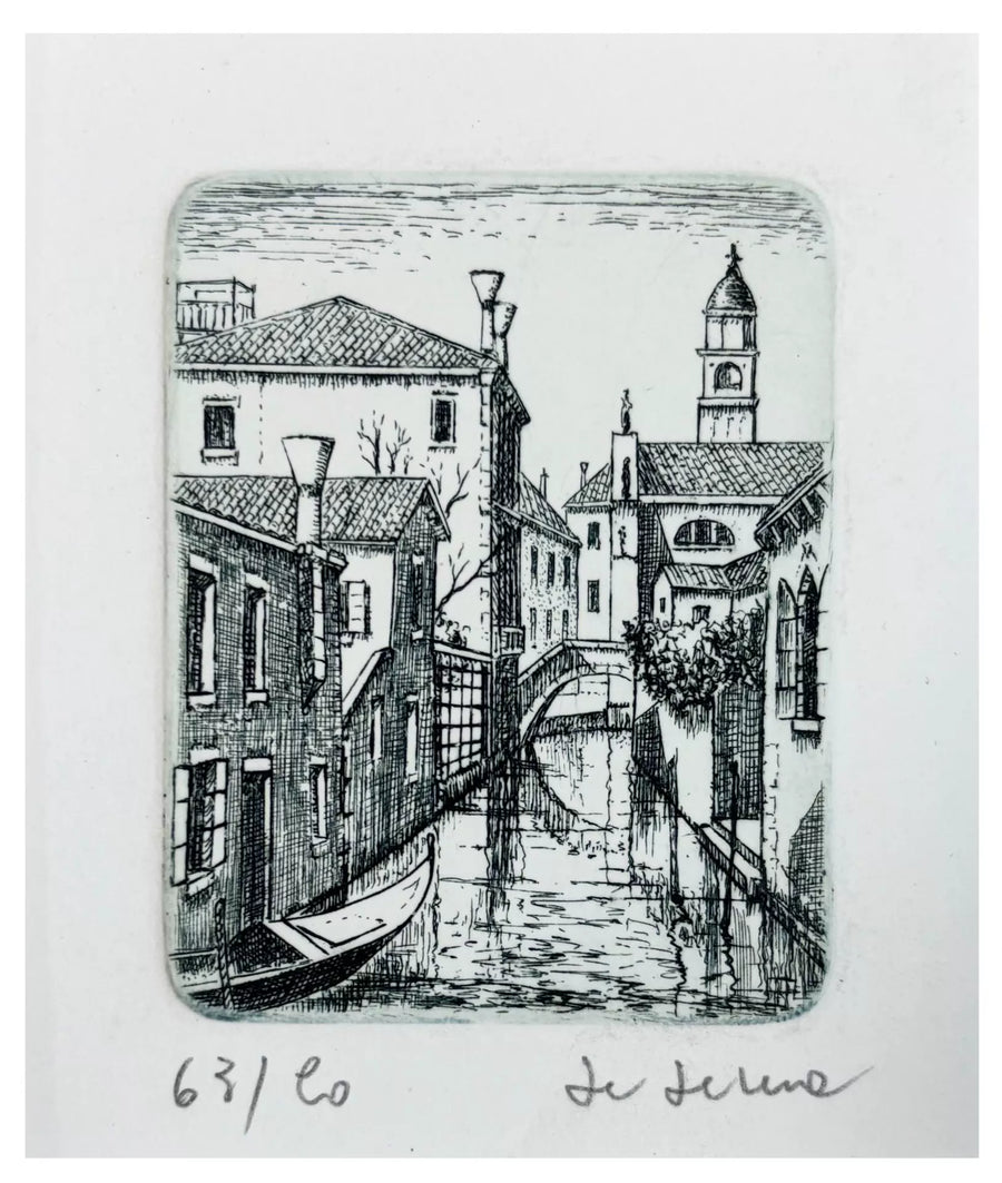 Venice Canal – Miniature Framed Etching