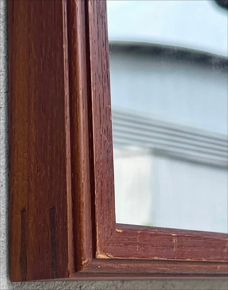 French Vintage Wooden Wall Mirror – 32 × 37 cm – actual product photo 3