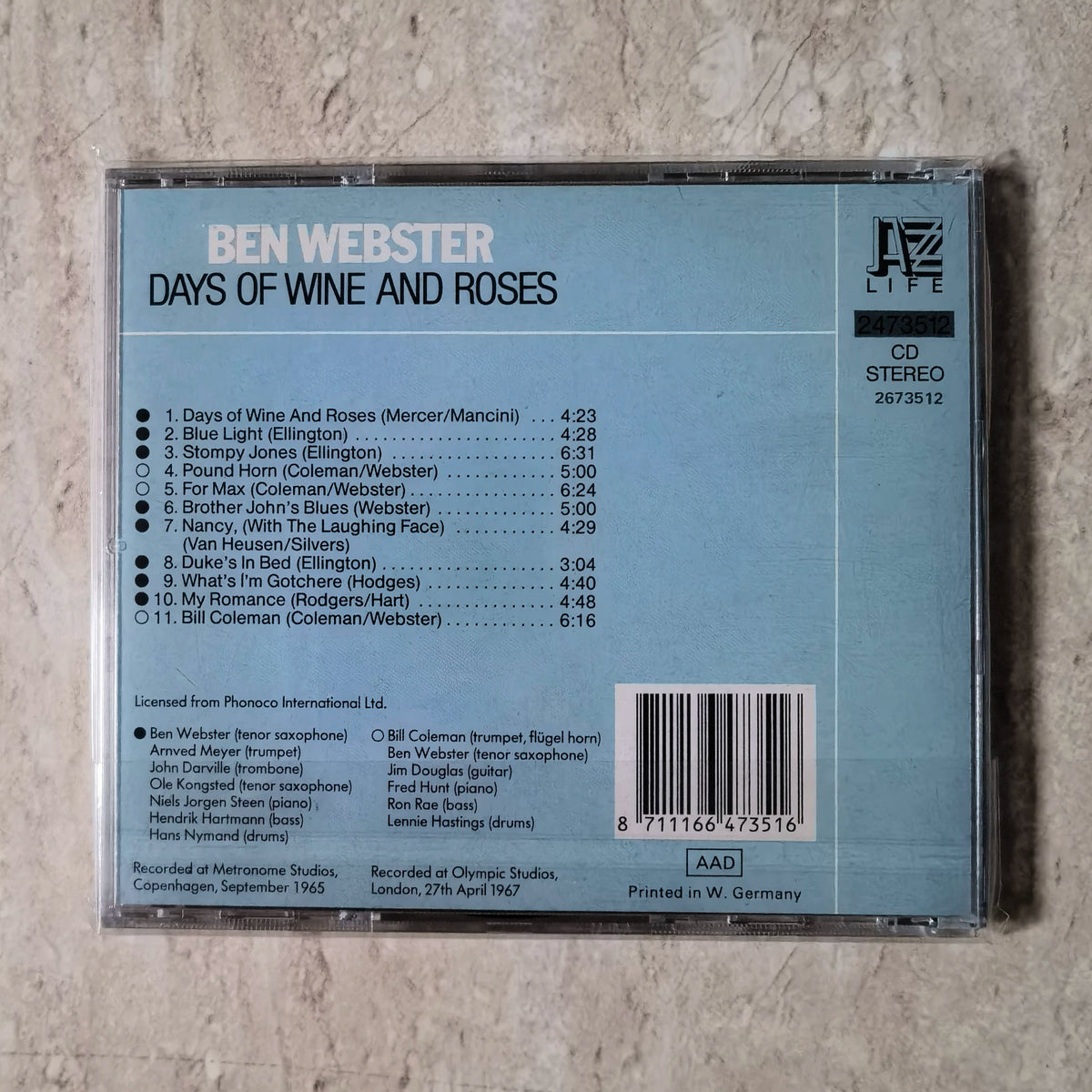 Ben Webster – Days of Wine and Roses – Korean-Pressed CD