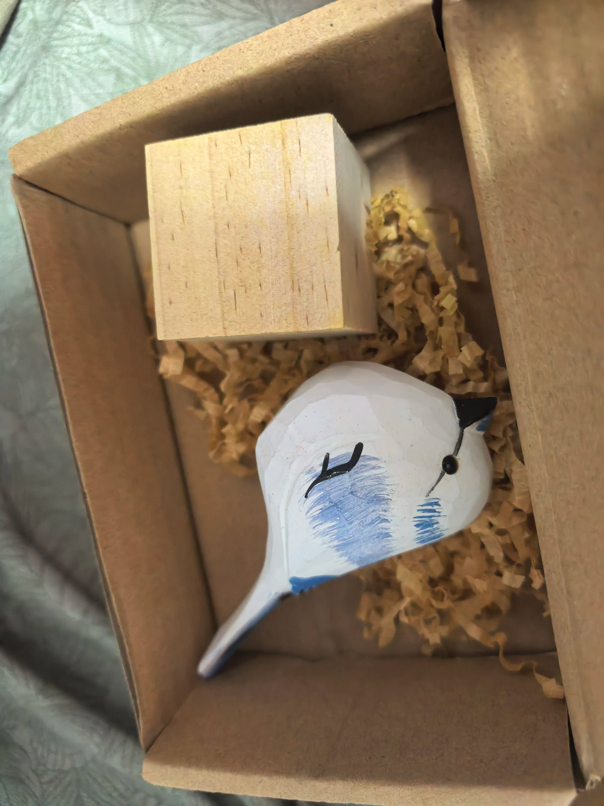 Luyao Shop Blue Wooden Bird with Gift Box 2