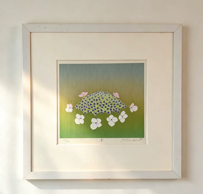Momo Shimizu – Hydrangea – Signed Framed Screenprint 172/300 – detail 3