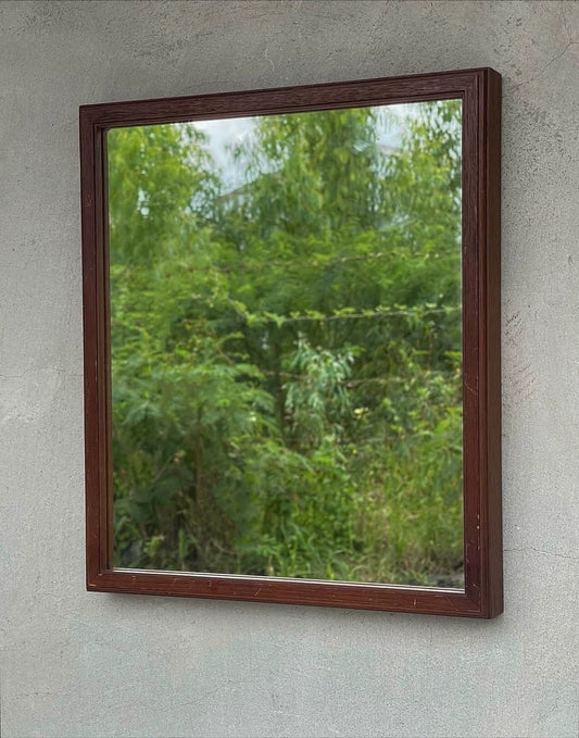 French Vintage Wooden Wall Mirror – 32 × 37 cm – actual product photo 1