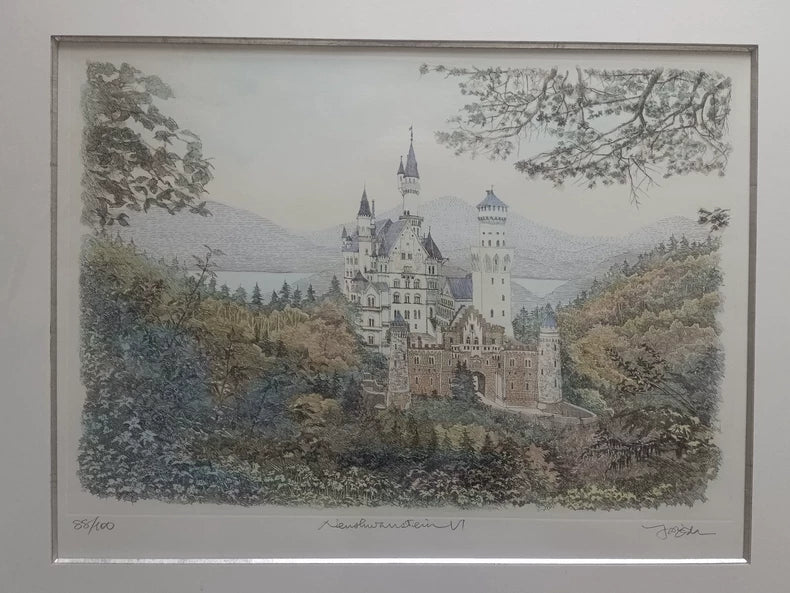 織田義郎 – Signed Framed Landscape Etching