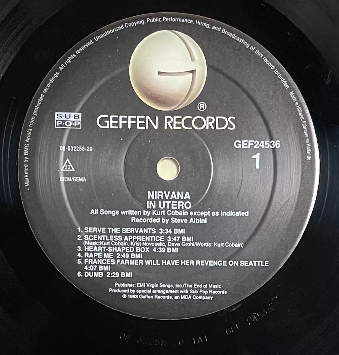 Nirvana – In Utero 1993 European First-Press Vinyl LP — product detail 3