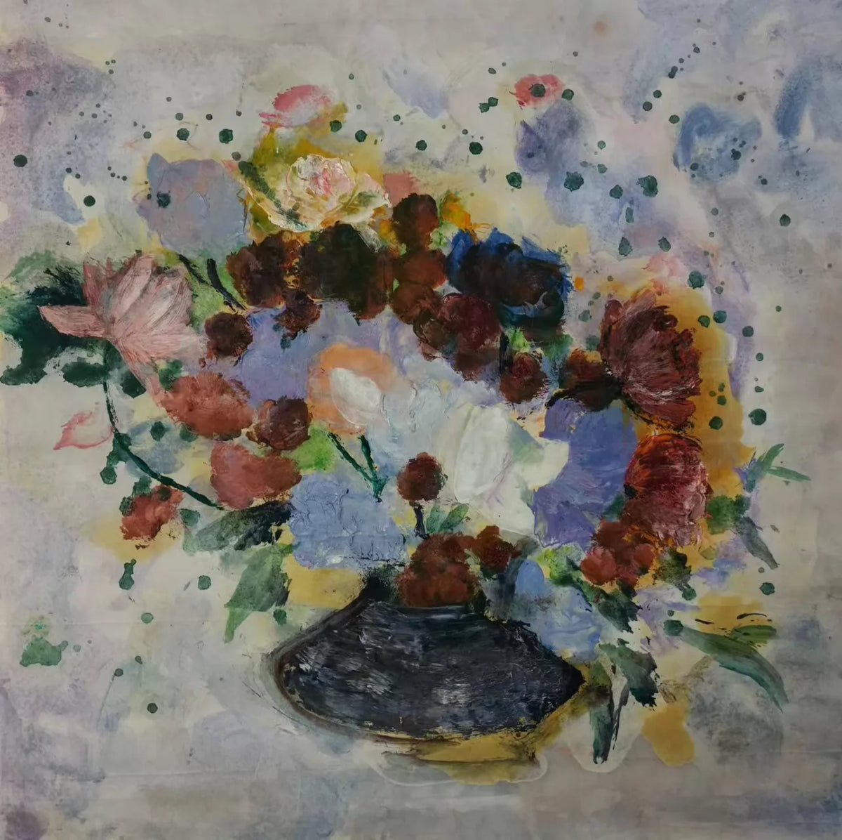 Floral Still Life – Oil on Paper, Unframed