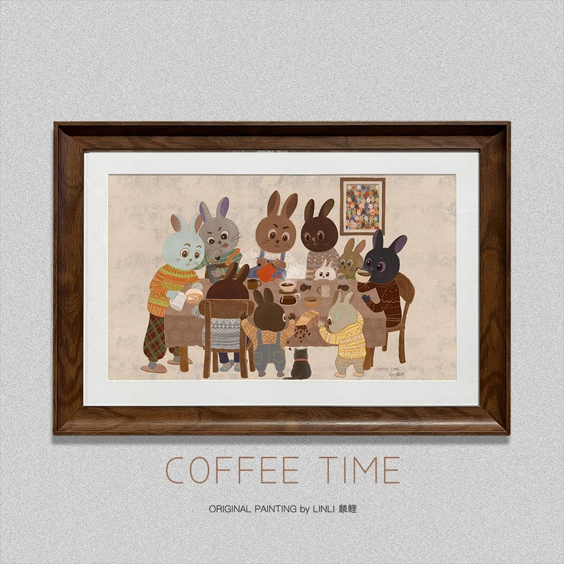 LINLI COFFEE TIME — Framed Giclée, 67 × 47cm