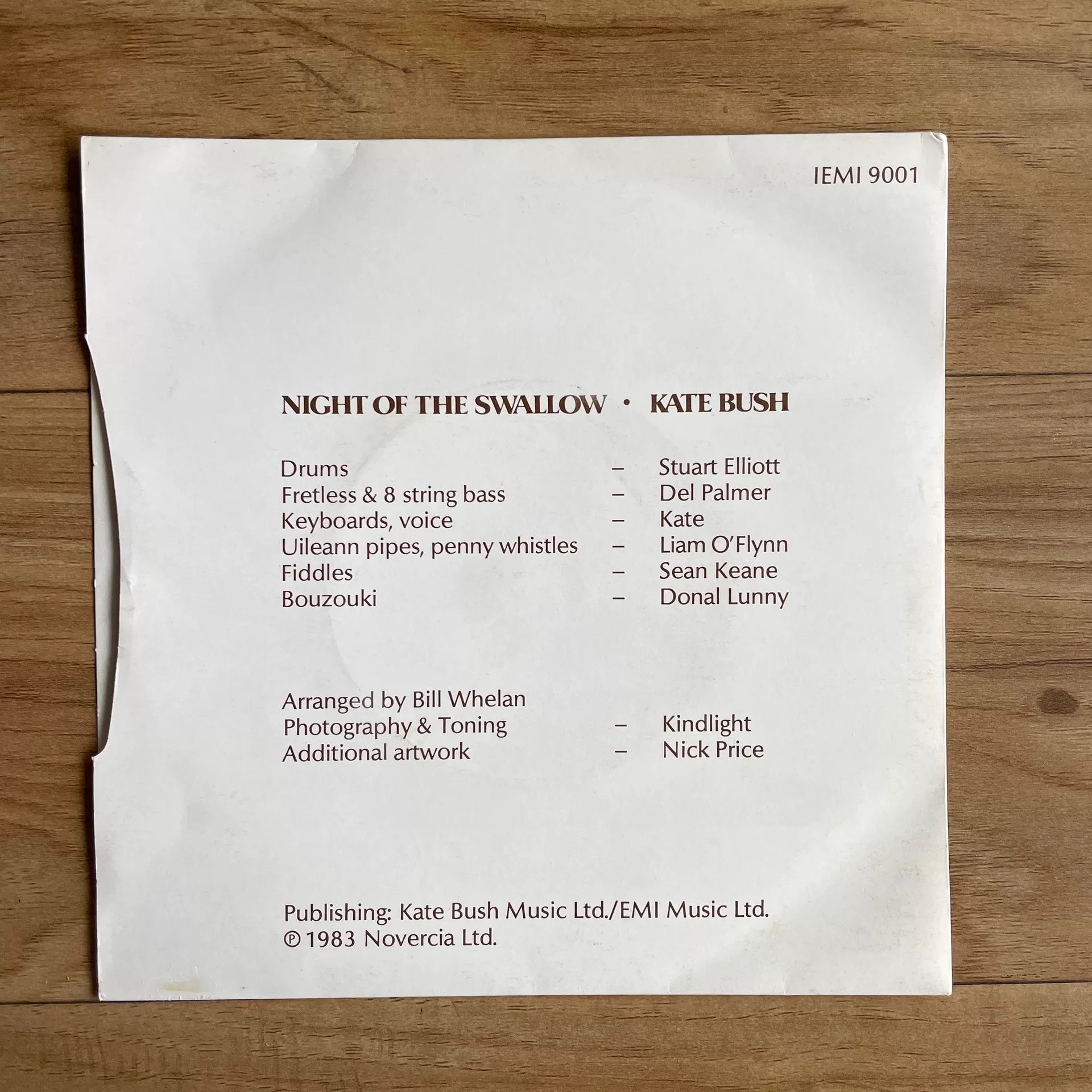 Kate Bush – Night of the Swallow 1983 Irish 7-Inch Vinyl