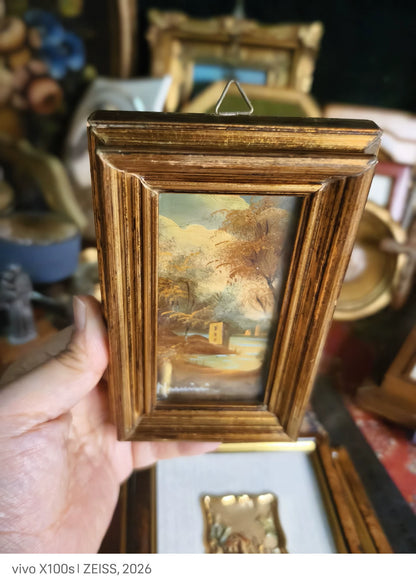 Miniature Mountain Landscape – Gold-Tone Frame