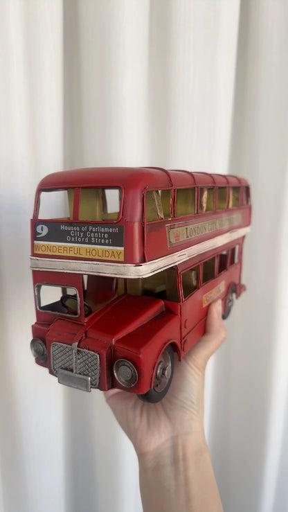 British Double-Decker Bus – Vintage-Style Metal Model – actual product photo 6