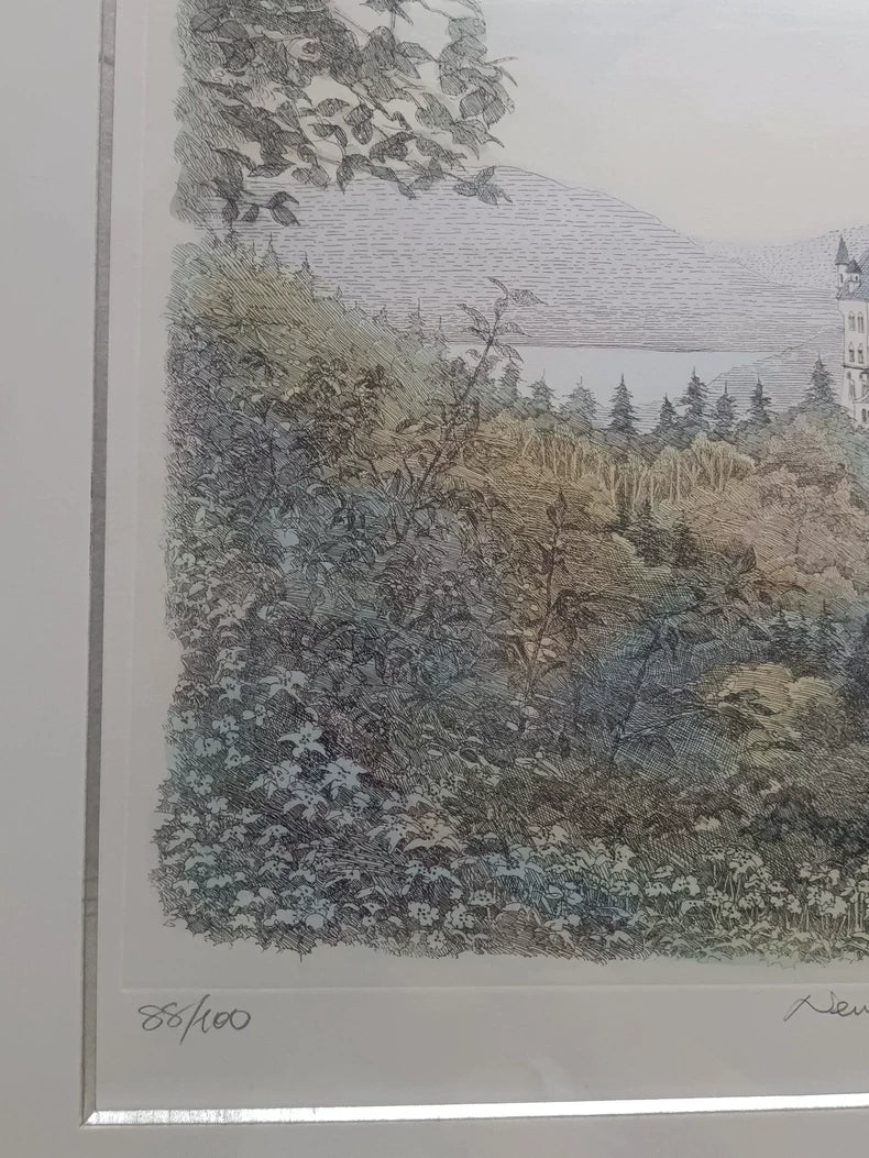織田義郎 – Signed Framed Landscape Etching