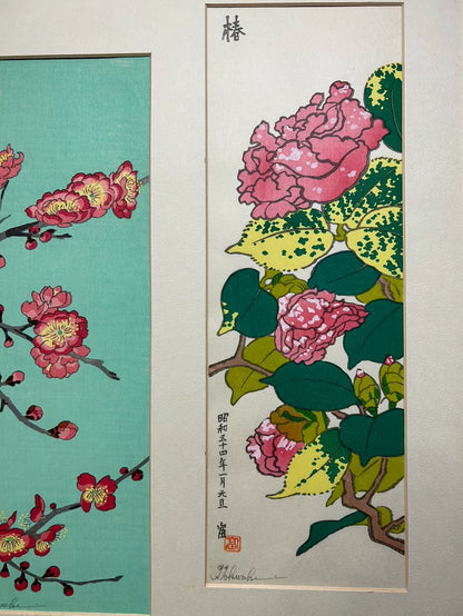 Tomikichiro Tokuriki – Two Signed Woodblock Prints in One Frame