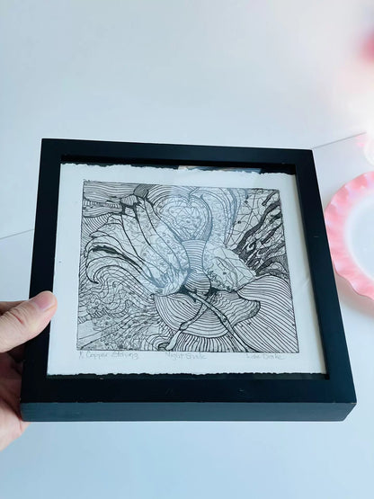 Lisle Drake – Night Shade – Framed Etching – actual item photograph 5