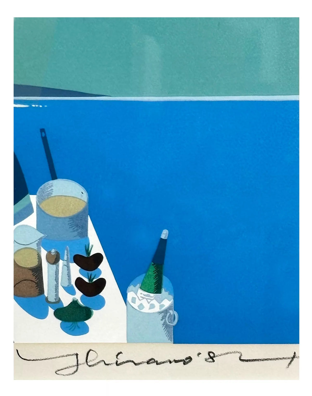 Hirano – Lakeside Terrace – Signed Framed Screenprint 195/300 – detail 4