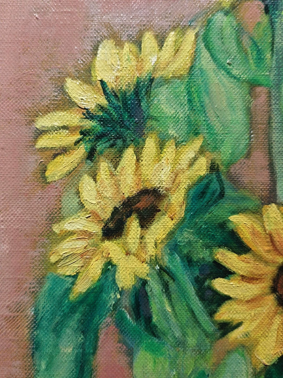 Sunflowers – Framed Oil Painting, Signed S. Shigemi