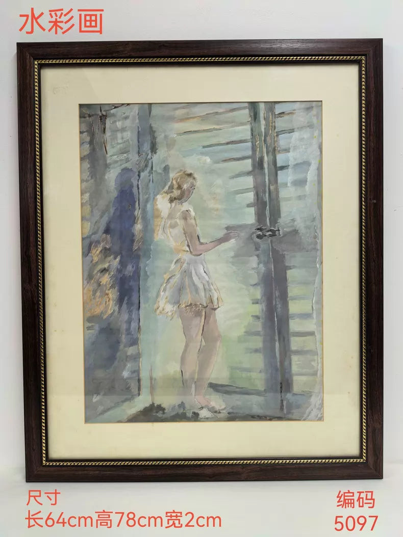 Old Shanghai Ballet Dancer Original Watercolor, Framed