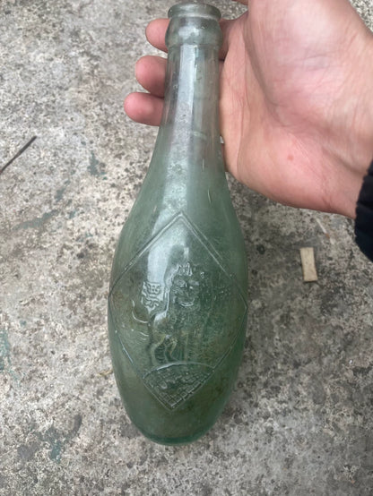 Republic-Era Anle Company Bowling-Pin Glass Soda Bottle — main view